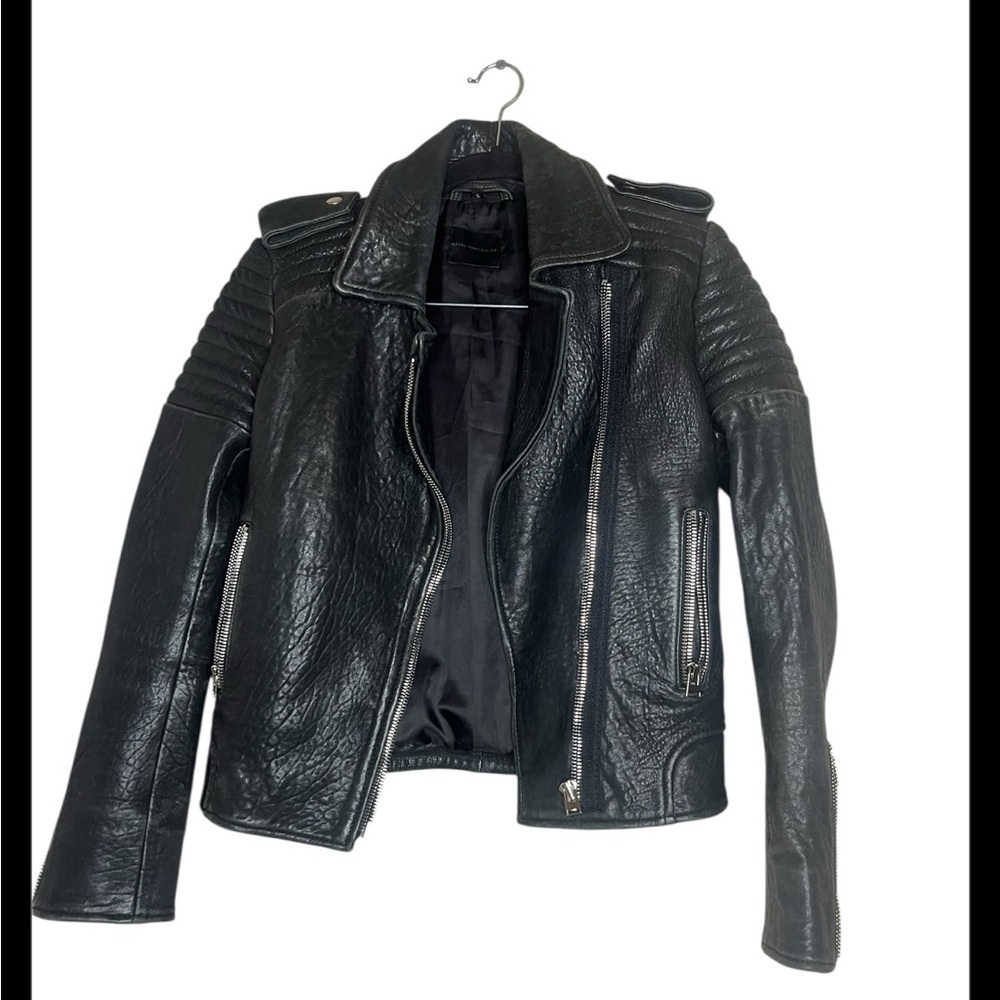 Hôtel Particulier black Leather biker jacket size S